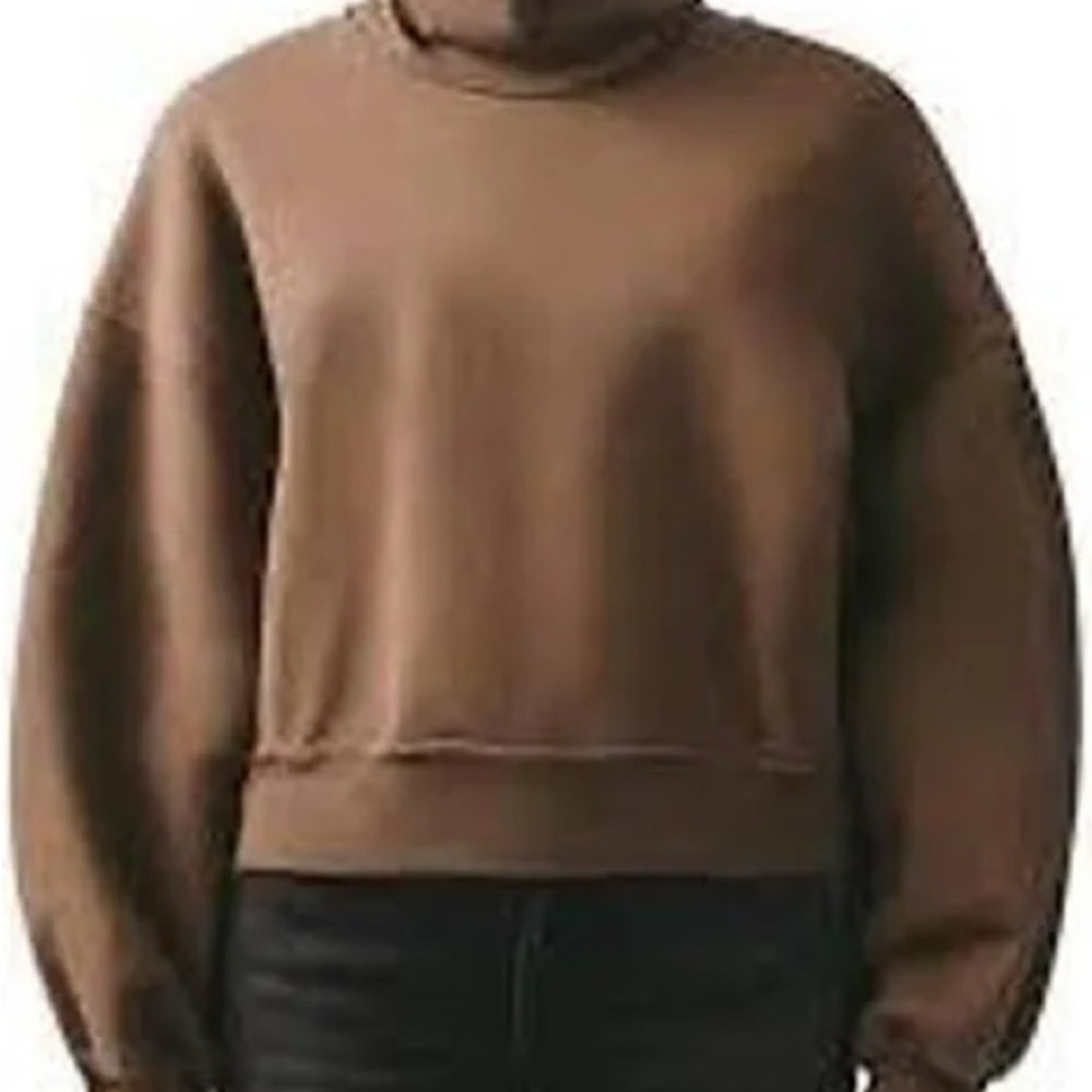 Zara Cropped Brown Cowl Neck  Sweatshirt